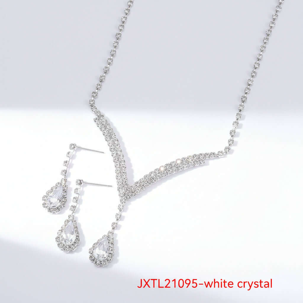Rhinestone Claw Chain Jewelry Set – Elegant Crystal Necklace & Earrings for Women-2