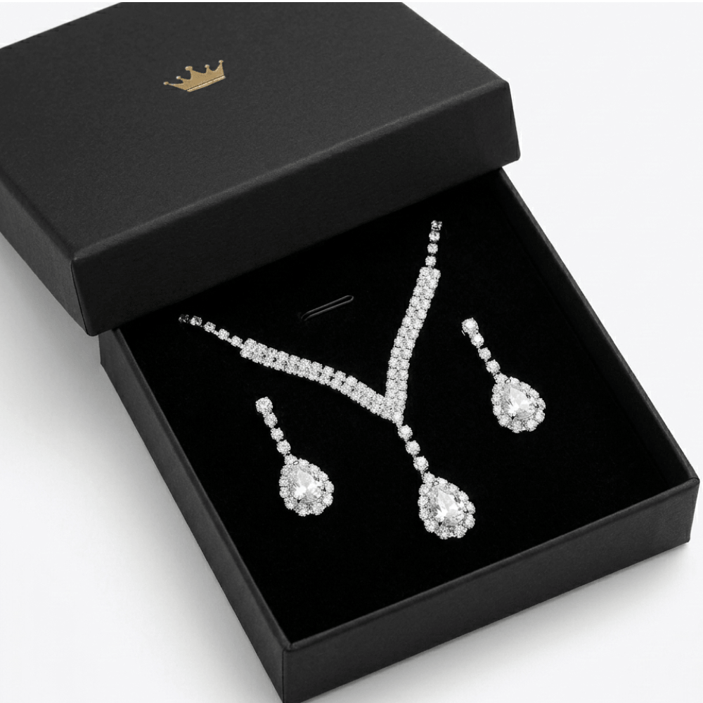 Rhinestone Claw Chain Jewelry Set – Elegant Crystal Necklace & Earrings for Women-0