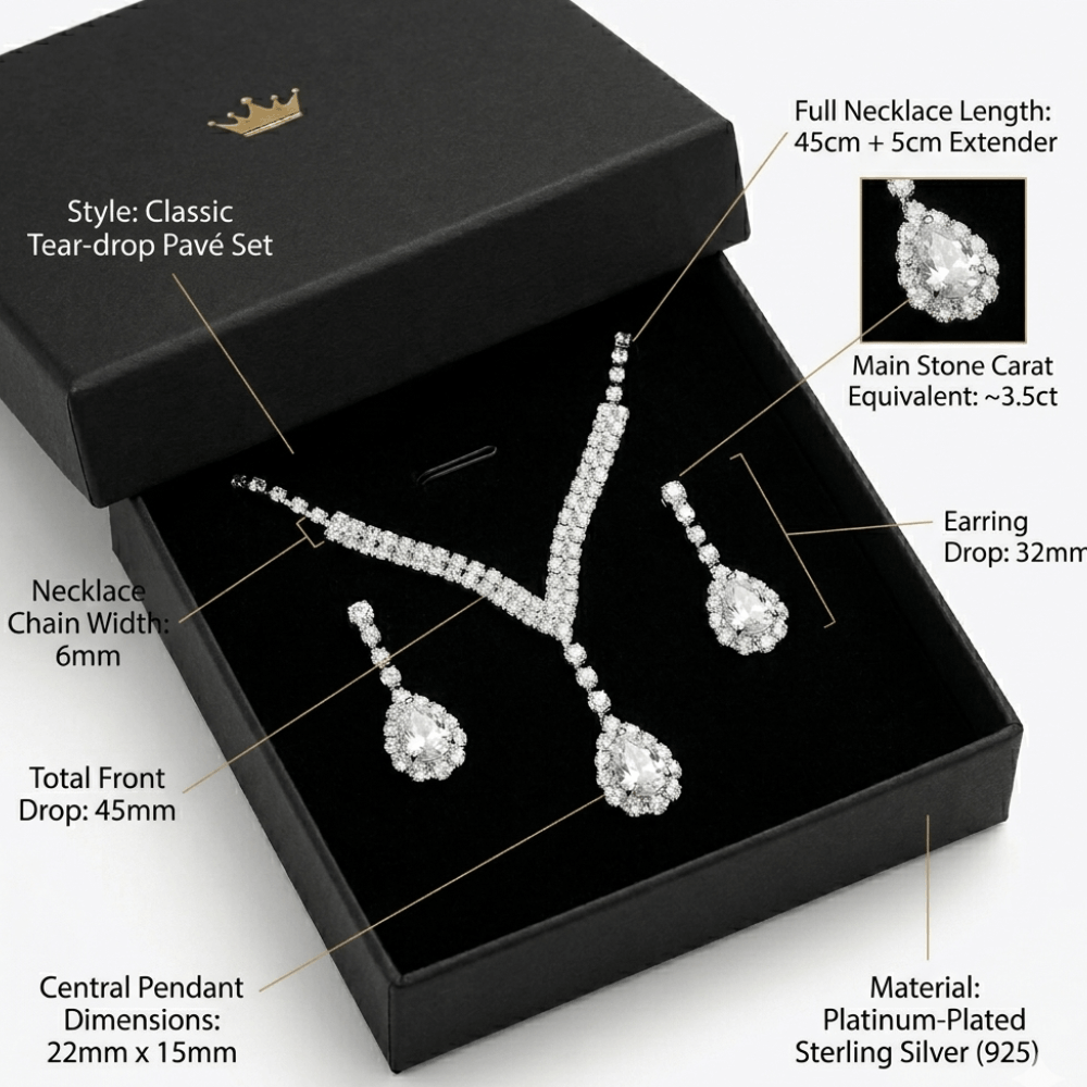 Rhinestone Claw Chain Jewelry Set – Elegant Crystal Necklace & Earrings for Women-4