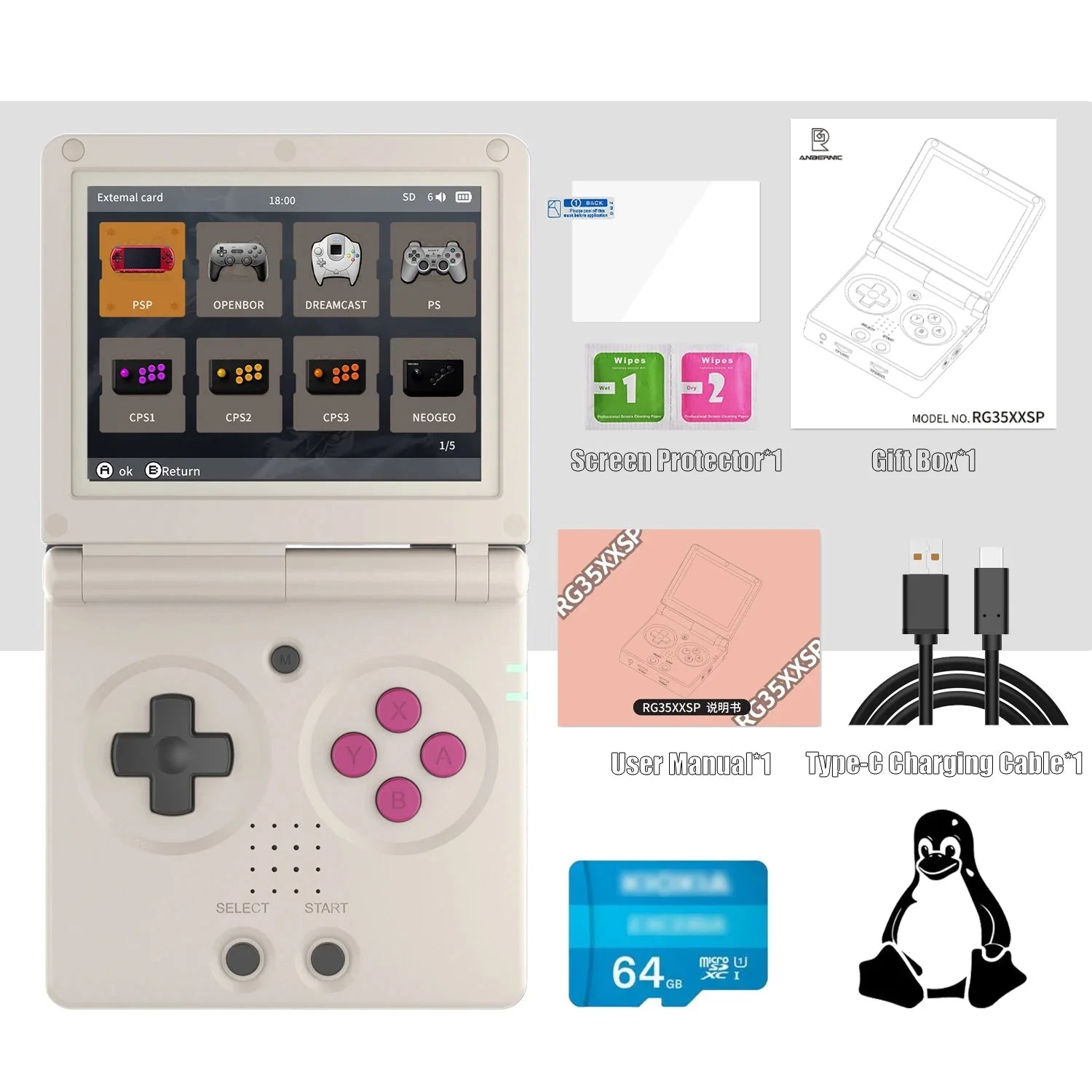 NNEOBA Flip Handheld Game Console Clamshell