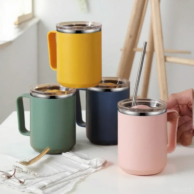 Stainless Steel Insulated Coffee Mug – 450 ml (Double-Wall Vacuum, Handle & Lid)-2