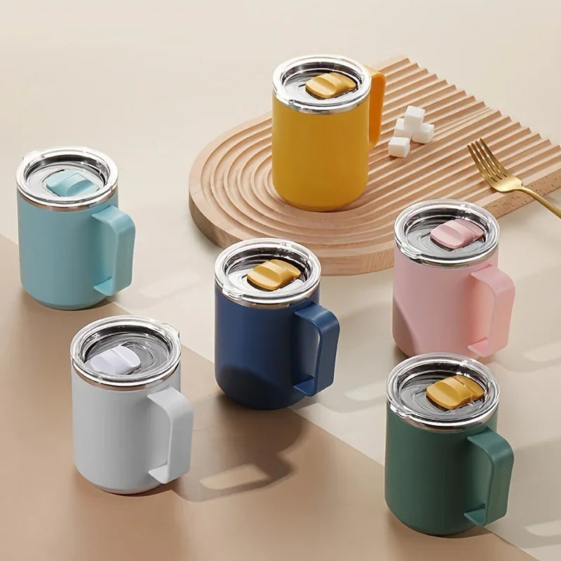 Stainless Steel Insulated Coffee Mug – 450 ml (Double-Wall Vacuum, Handle & Lid)-0