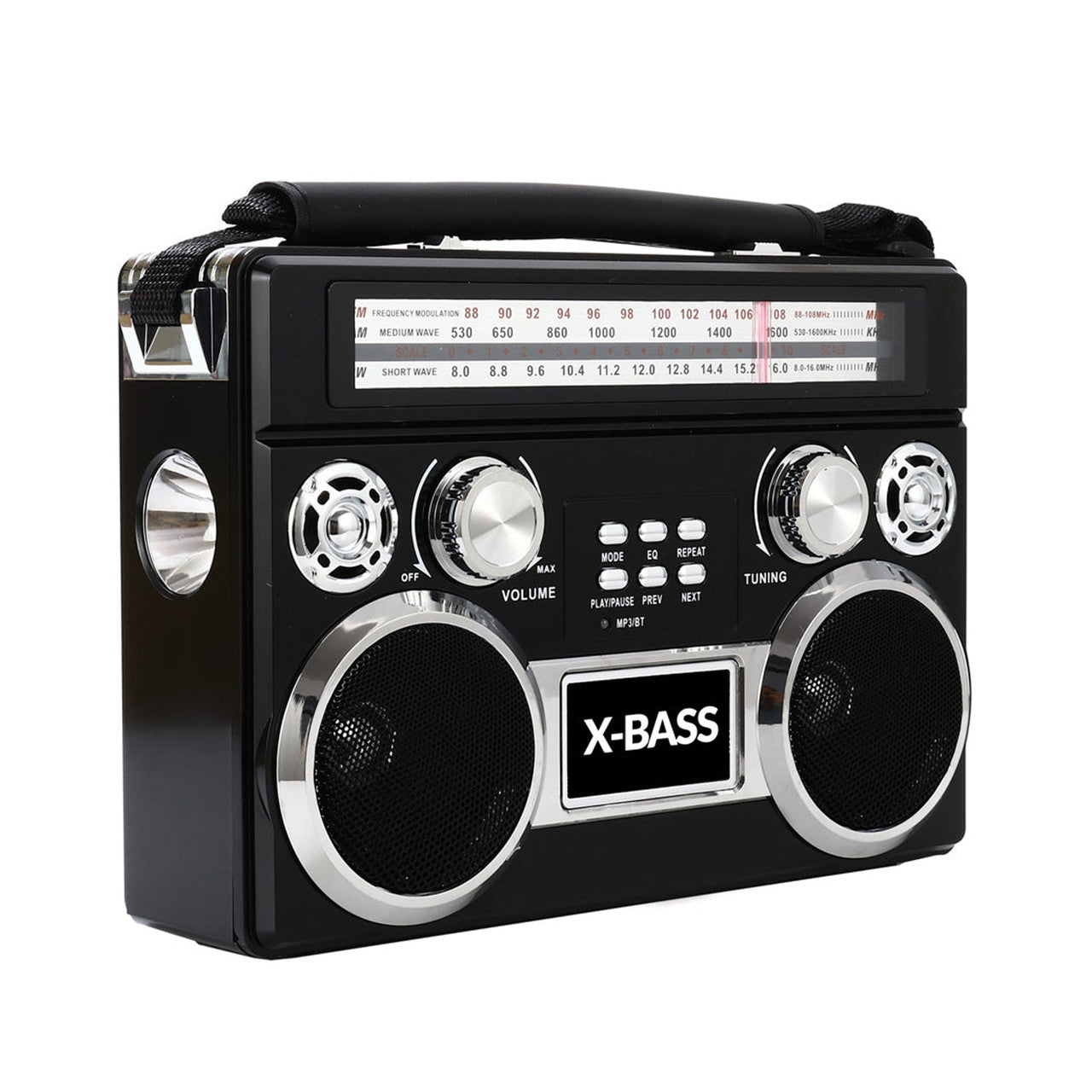 SuperSonic Retro Rechargeable 3 Band Radio With Bluetooth and Flashlight in Black-0