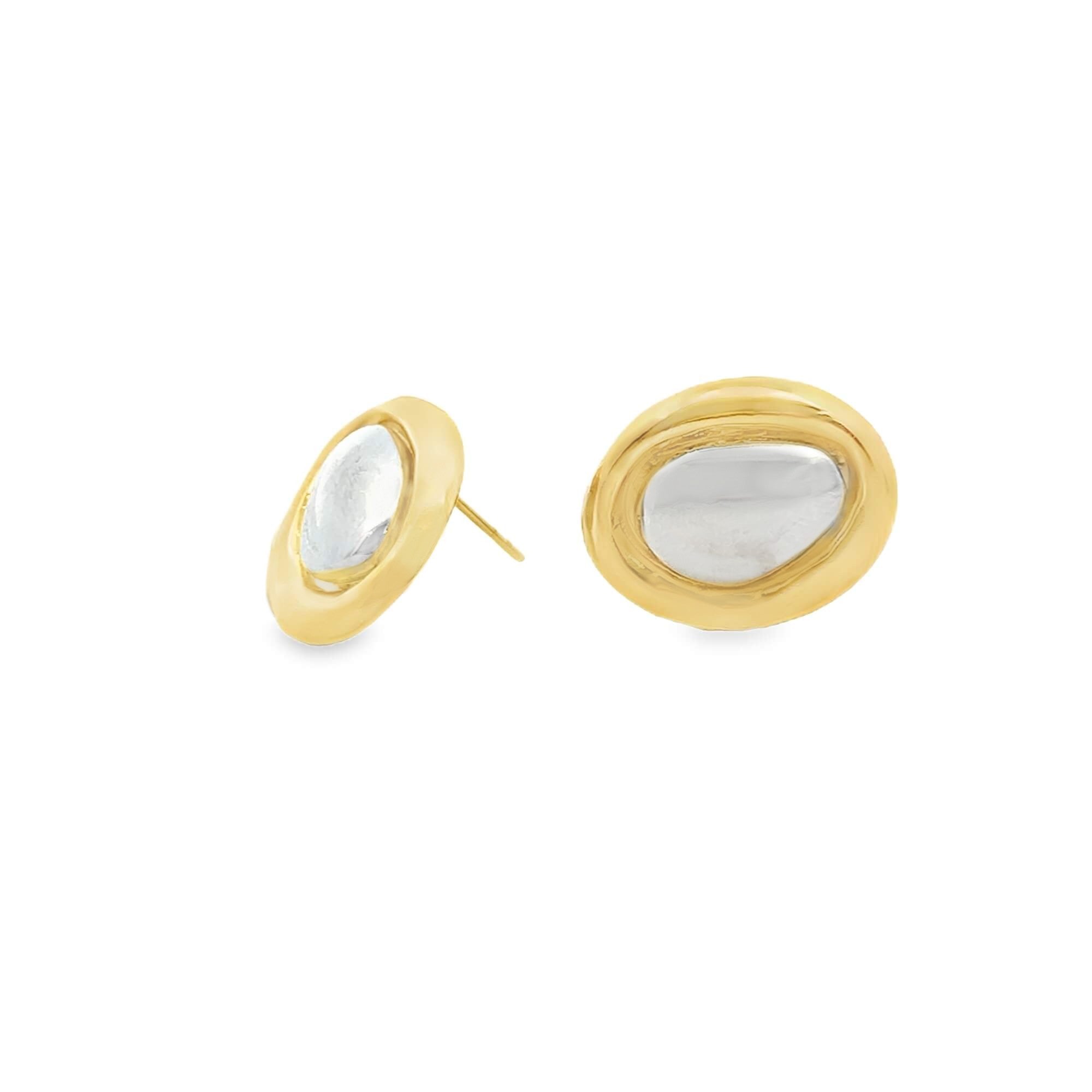 Two Tone Geometric Center Stone Jewelry Set (G226A)-1