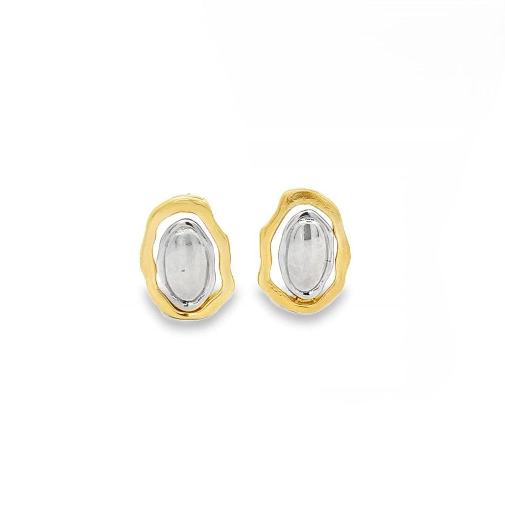 Two Tone Wavy Round Charm Jewelry Set (G229A)-1
