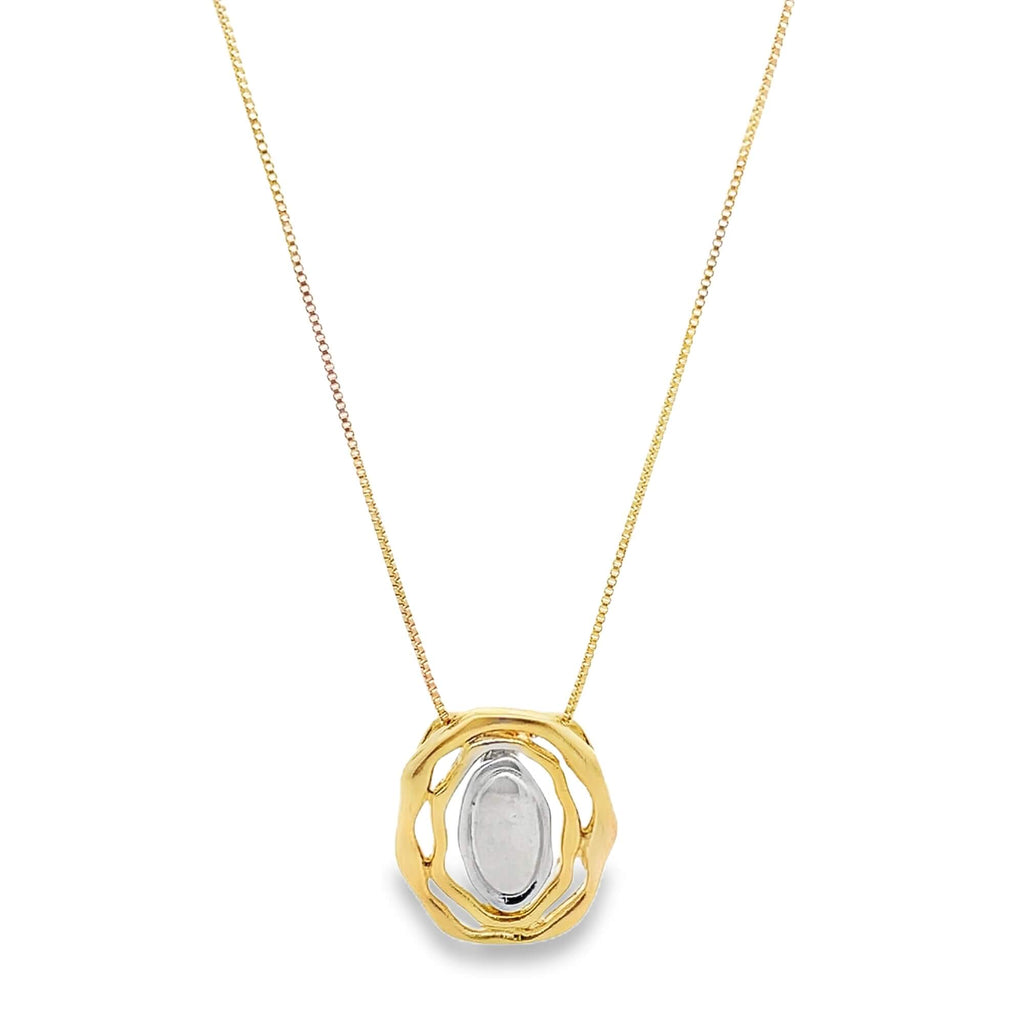 Two Tone Wavy Round Charm Jewelry Set (G229A)-2