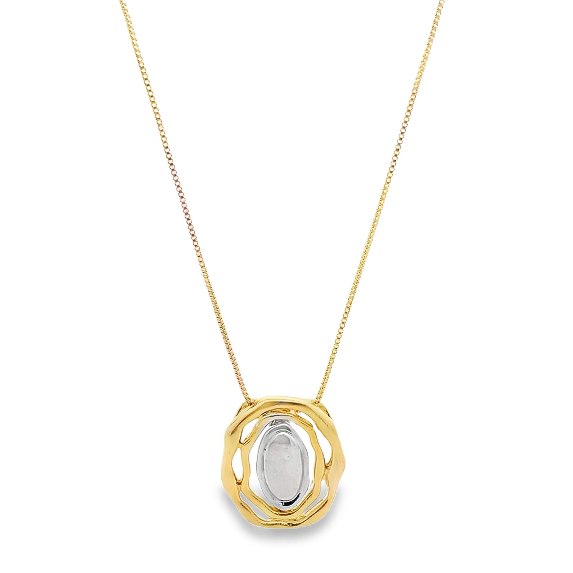 Two Tone Wavy Round Charm Jewelry Set (G229A)-2