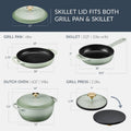 Sage 6-Piece Non-Stick Cast Iron Cookware Set - Skillet Grill Pan Dutch Oven-0