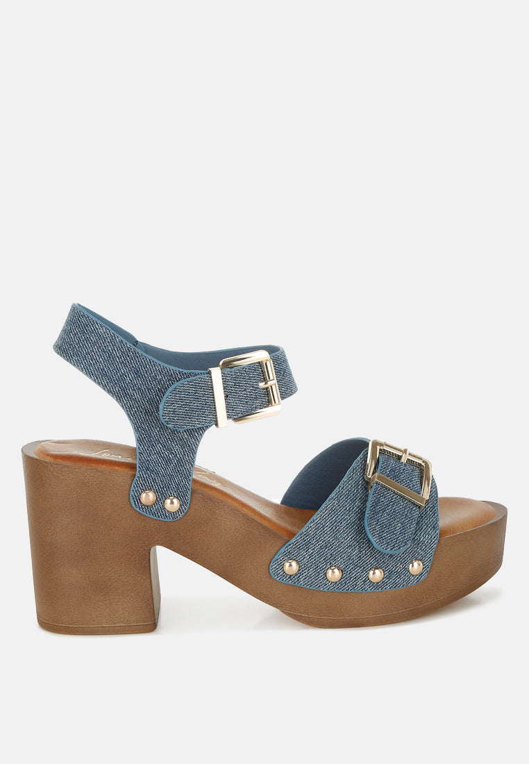 Vipasa Studded Denim Clog Sandals-0