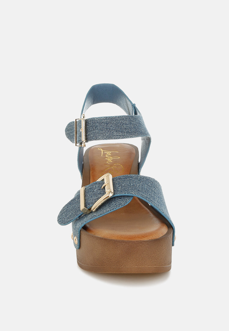 Vipasa Studded Denim Clog Sandals-3