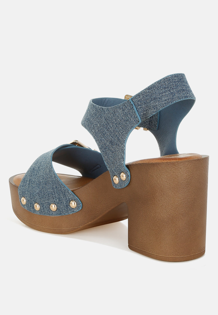 Vipasa Studded Denim Clog Sandals-2