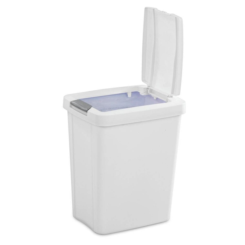 Set of 4 - White 8 Gallon Latch Top Kitchen Wastebasket Trash Can-0