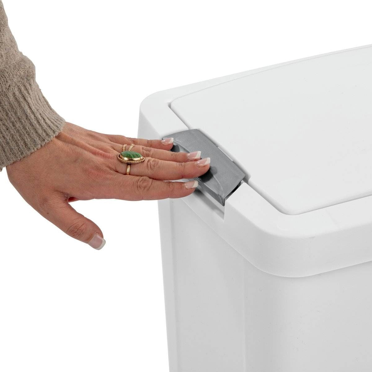 Set of 4 - White 8 Gallon Latch Top Kitchen Wastebasket Trash Can-1