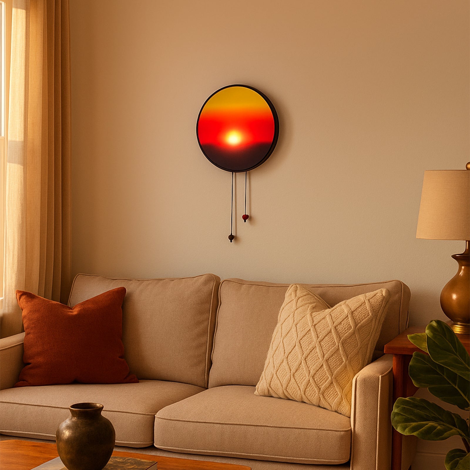 Creative Sunset Hand Pulled Night Light, Movable Sunrise to Sunset Scenery Wall Lamp, Battery Rechargeable Wall Light-1
