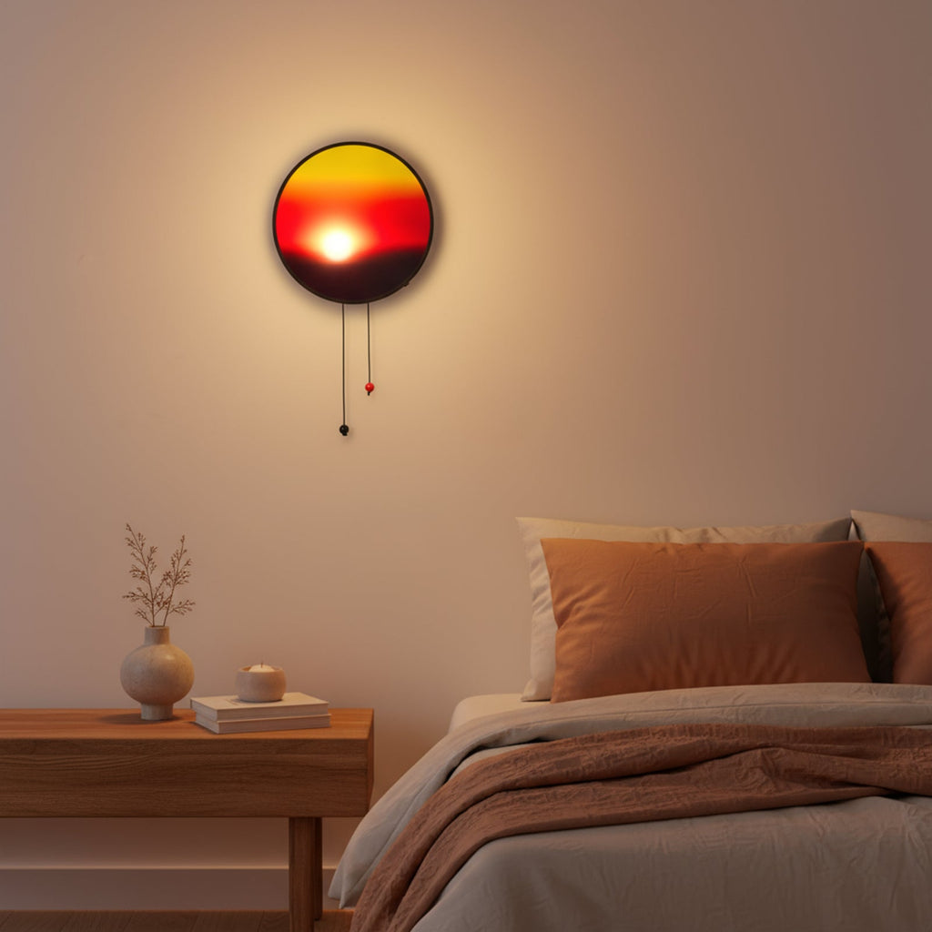 Creative Sunset Hand Pulled Night Light, Movable Sunrise to Sunset Scenery Wall Lamp, Battery Rechargeable Wall Light-2