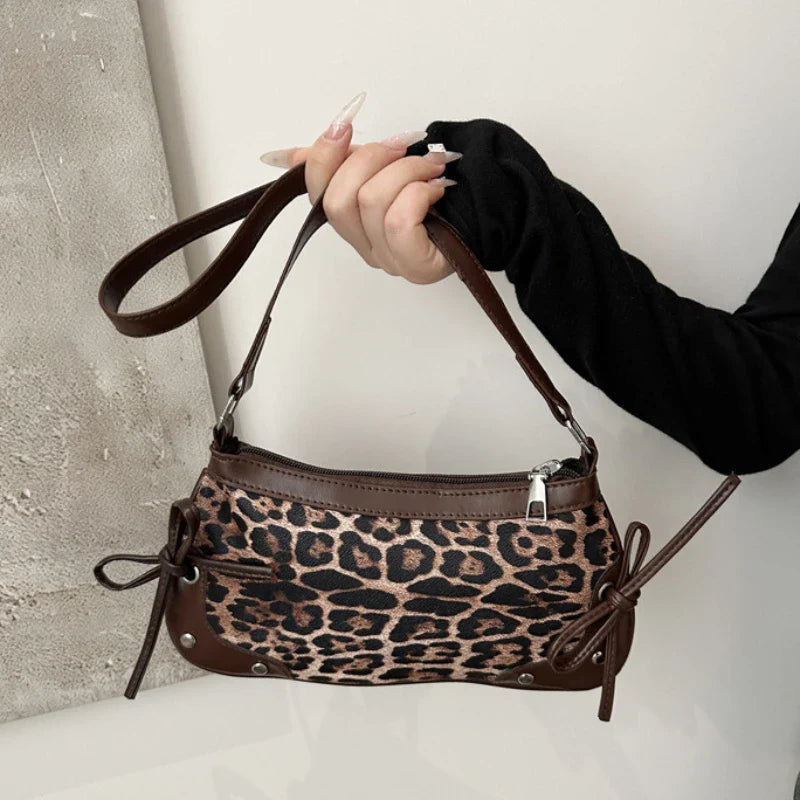 New Armpit Bag Trendy Shoulder Bag Sweet Double Bow Handbag Women's Bag Retro Simple Fashion Armpit Bags-0