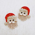 Santa Earrings with Pearl Drape Beard – Holiday Jewelry-0