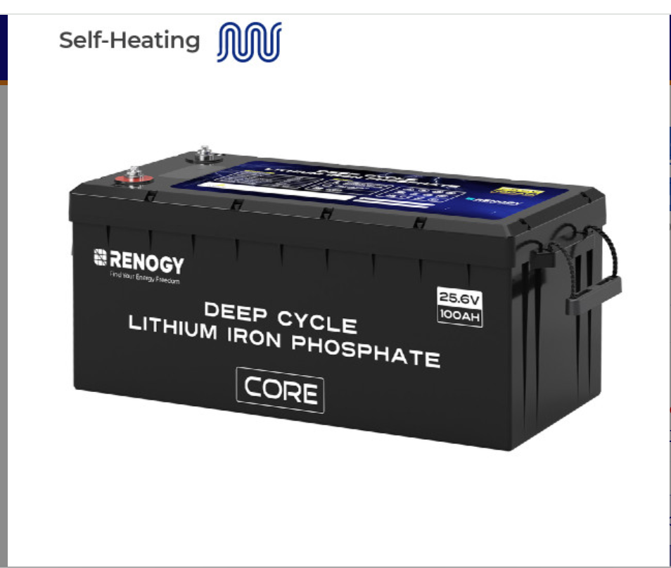 Renogy Core 24V 100Ah LiFePO4 Self-Heating Deep Cycle Battery-2