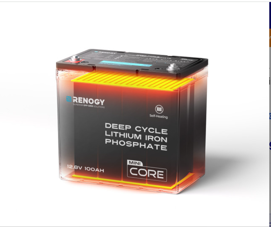 Renogy DuoHeat Tech Core Mini 12V 100Ah LiFePO4 Heated Deep Cycle Battery-2