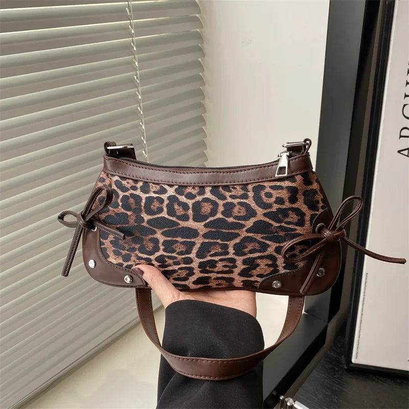 New Armpit Bag Trendy Shoulder Bag Sweet Double Bow Handbag Women's Bag Retro Simple Fashion Armpit Bags-3