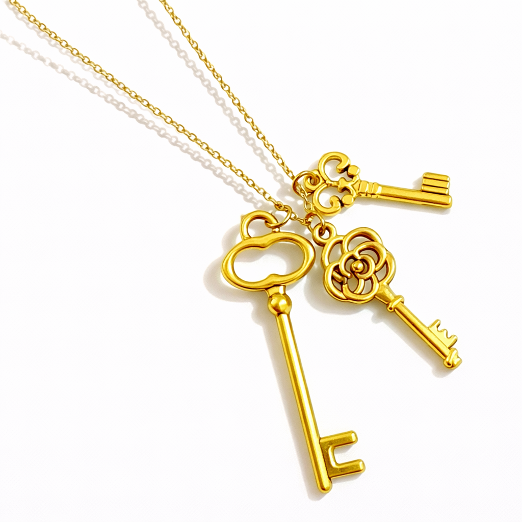 Secret Garden Key Necklace – Gold Plated | Vintage Charm, Dainty Jewelry-0