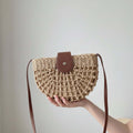 Semicircle Straw Crossbody Bag Hollow Out Cutout Woven Shoulder Bag-4