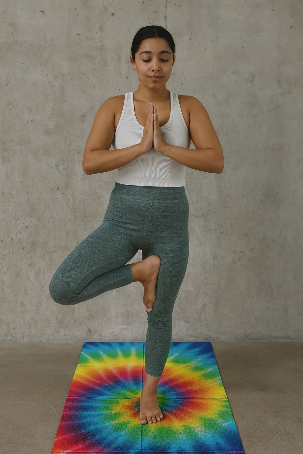 Rainbow Tie Dye Foldable Travel Yoga Mat – 2mm Lightweight Natural Rubber, Non-Slip, Eco-Friendly Mat for On-the-Go Practice | Yune Yoga-4