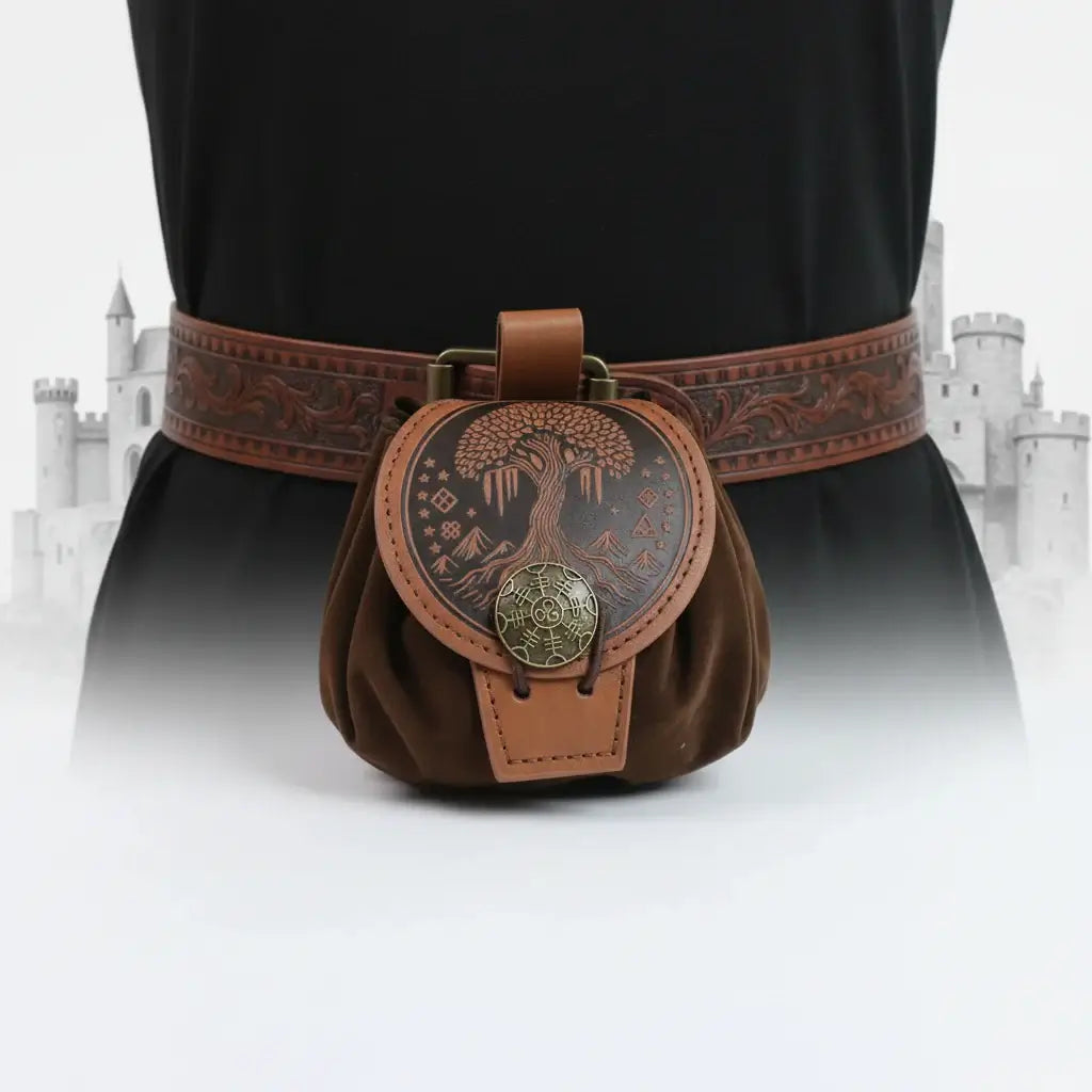 Steampunk Medieval Waist Bag PU Leather Fanny Pack Punk Belt Pouch Cosplay Utility Bag for Men-2