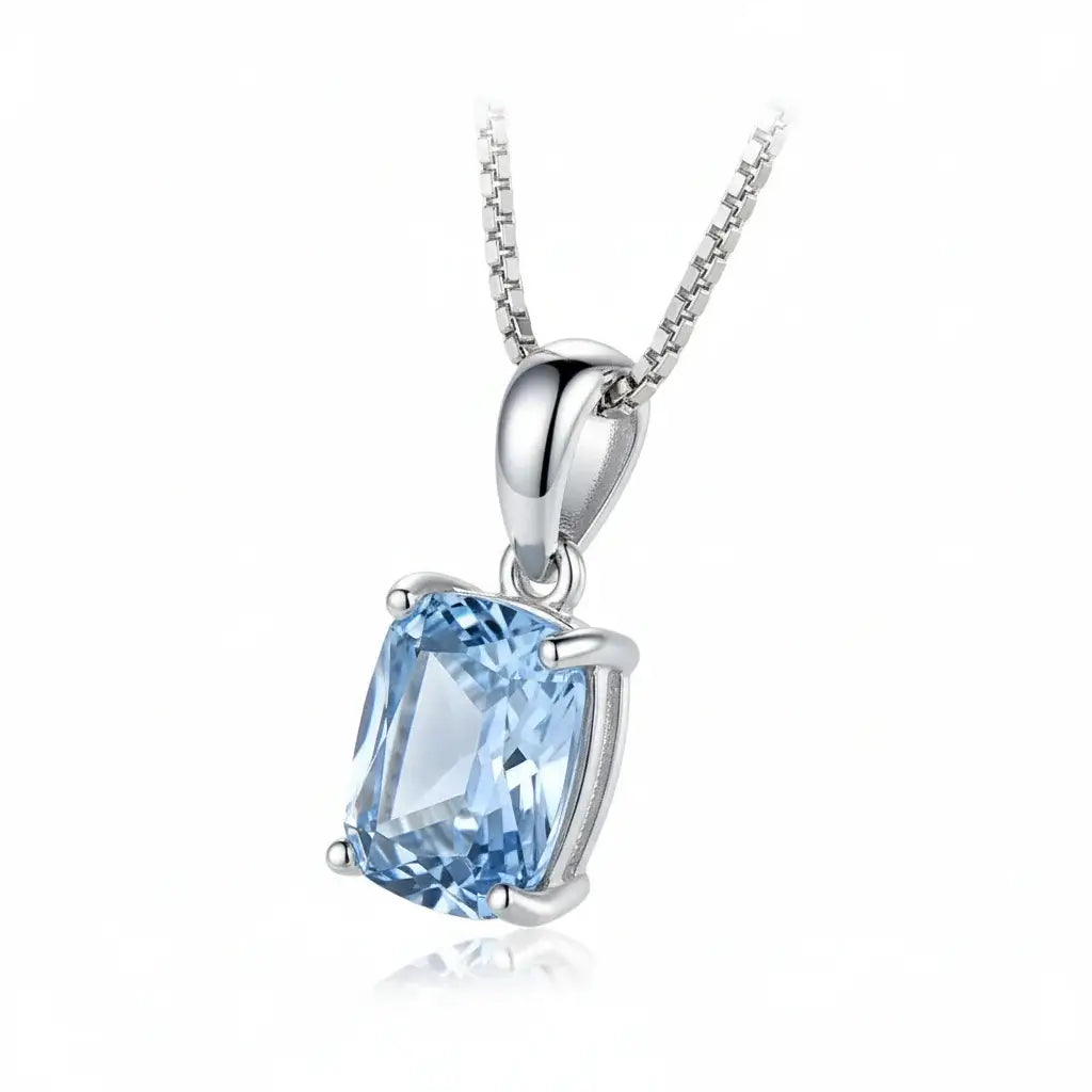 Sterling silver blue stone pendant necklace Fine Jewelry 925 Sterling-0