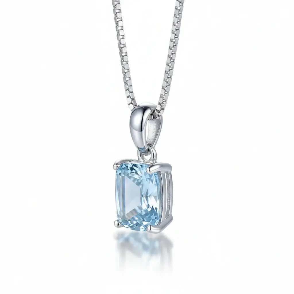 Sterling silver blue stone pendant necklace Fine Jewelry 925 Sterling-1