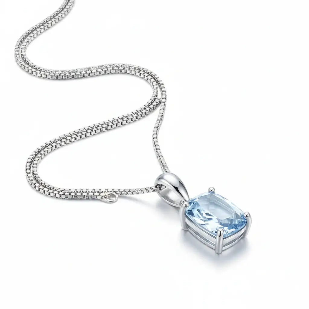 Sterling silver blue stone pendant necklace Fine Jewelry 925 Sterling-3