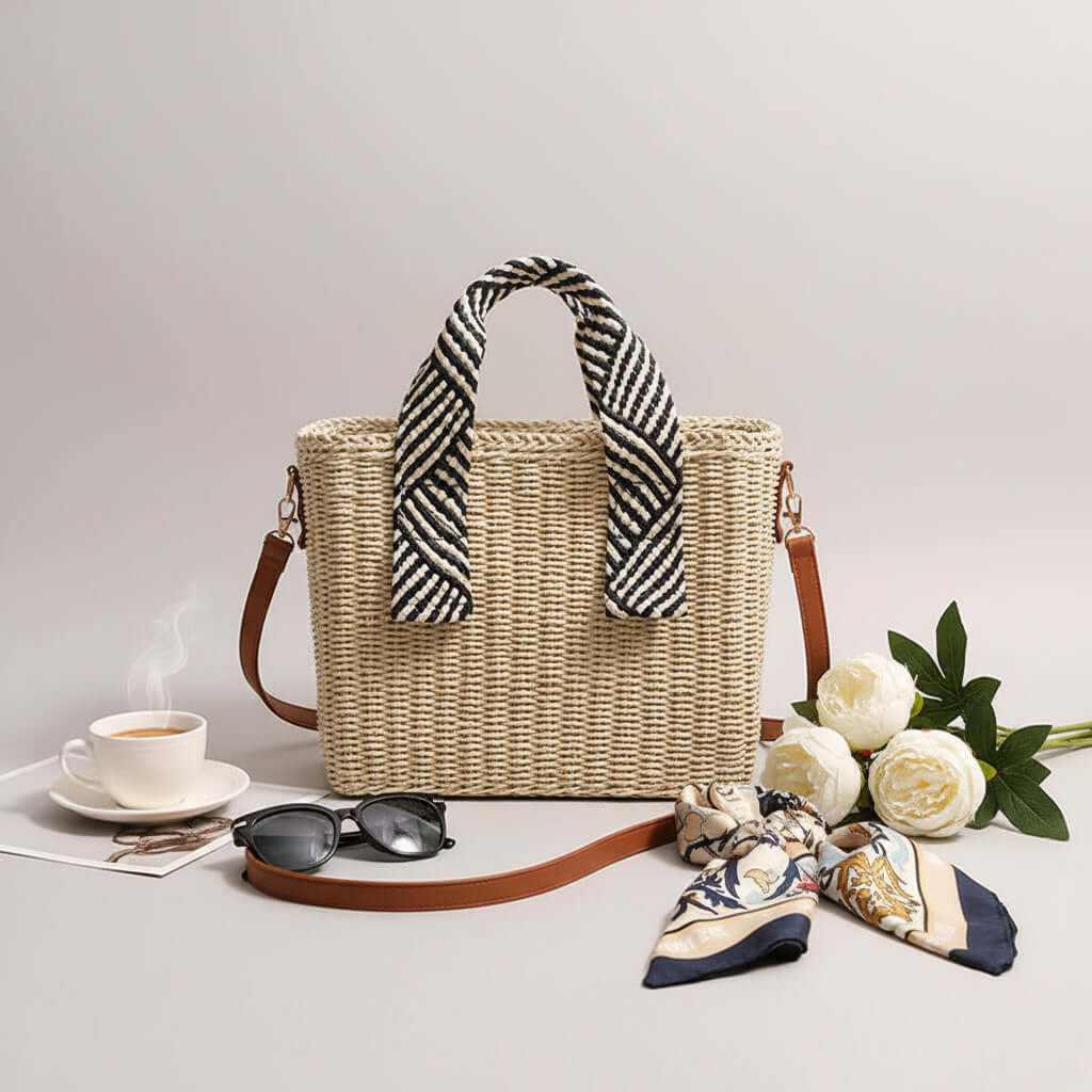 Straw Woven Crossbody Beach Bag for Vacation-0