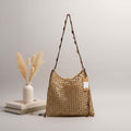 Straw beach bag for women woven bag with lace up pattern-5