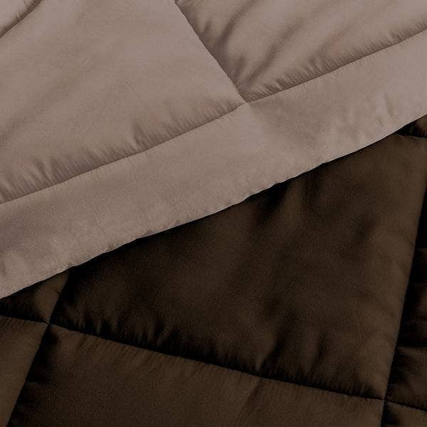 King/Cal King 3-Piece Microfiber Reversible Comforter Set in Taupe Brown-1