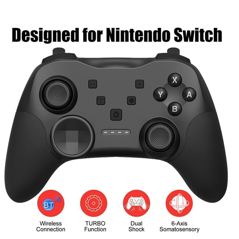 NNEIDS Wireless Bluetooth Game Console Handle For Nintendo Switch With Vibrating Gyroscope - Black