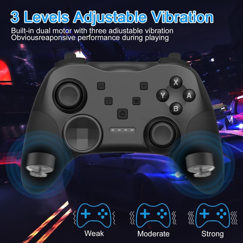 NNEIDS Wireless Bluetooth Game Console Handle For Nintendo Switch With Vibrating Gyroscope - Black
