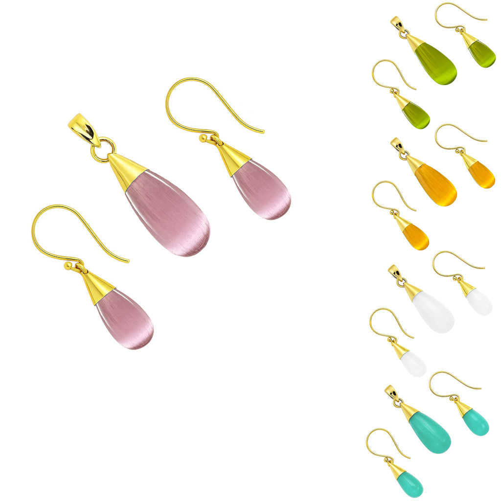 Elegant 18K Gold Plated Teardrop Pendant & Earrings Jewelry Set TGT1004 TM-1024-1