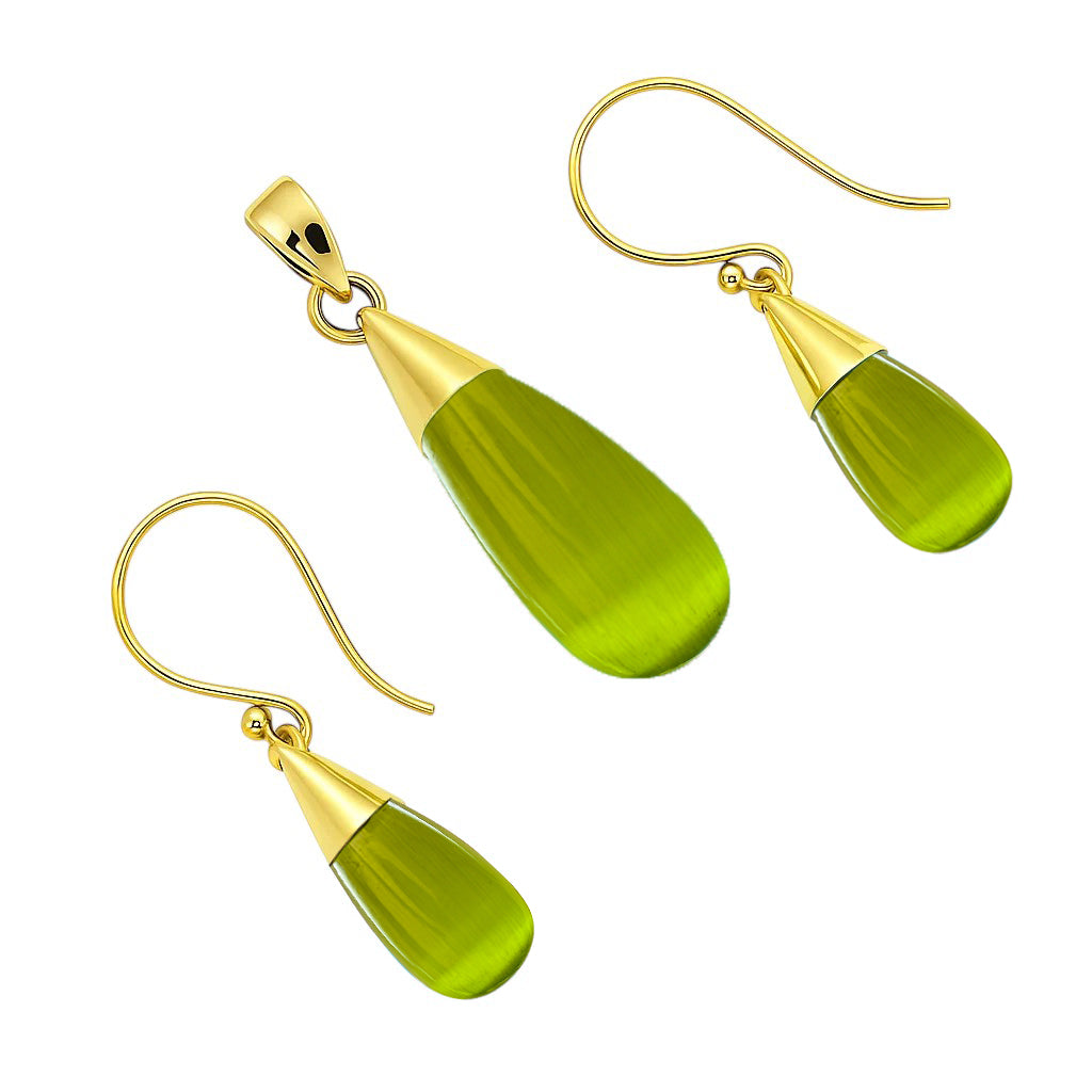 Elegant 18K Gold Plated Teardrop Pendant & Earrings Jewelry Set TGT1004 TM-1024-5
