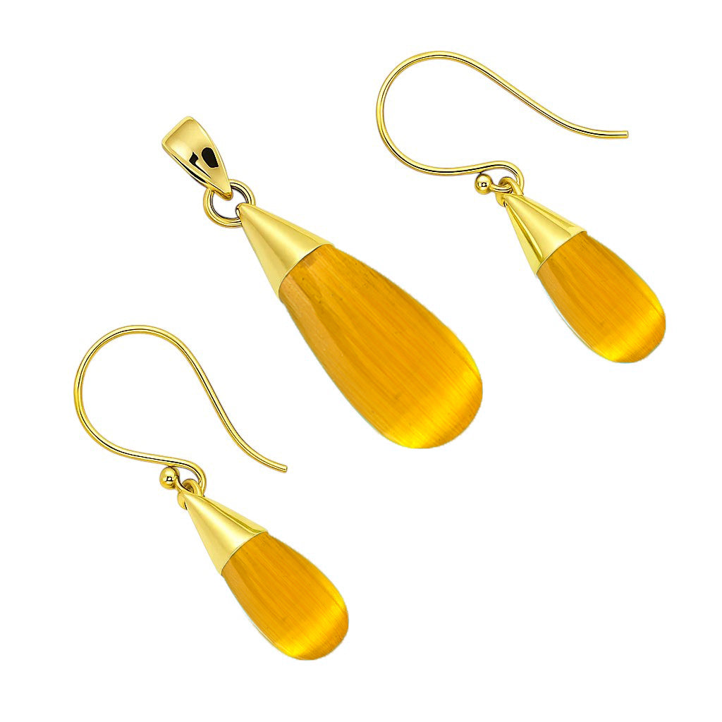 Elegant 18K Gold Plated Teardrop Pendant & Earrings Jewelry Set TGT1004 TM-1024-6