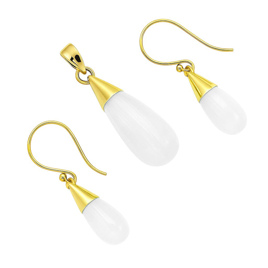 Elegant 18K Gold Plated Teardrop Pendant & Earrings Jewelry Set TGT1004 TM-1024-7
