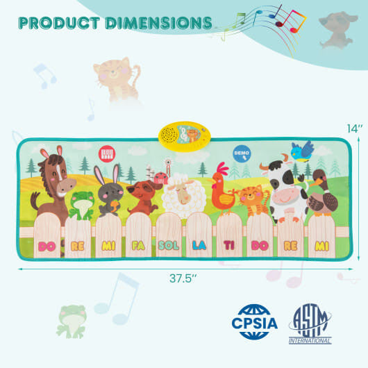 Kids Musical Mat Indoor Outdoor Animal Farm Piano-2