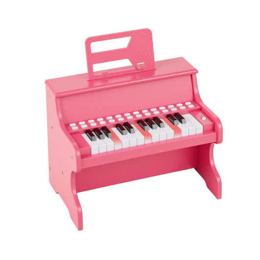 25 Keys Kids Piano Keyboard with Adjustable Speed and Teaching Mode-Brown-4