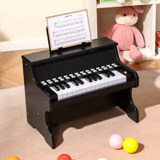 25 Keys Kids Piano Keyboard with Adjustable Speed and Teaching Mode-Brown-10