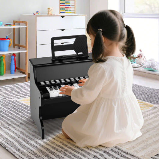 25 Keys Kids Piano Keyboard with Adjustable Speed and Teaching Mode-Brown-11