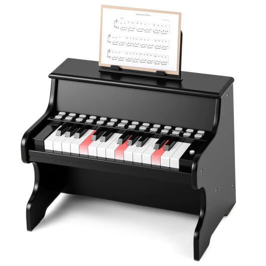 25 Keys Kids Piano Keyboard with Adjustable Speed and Teaching Mode-Brown-12