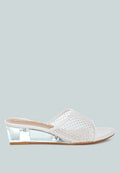 Tempra Mesh Clear Heel Wedge Sandals-5