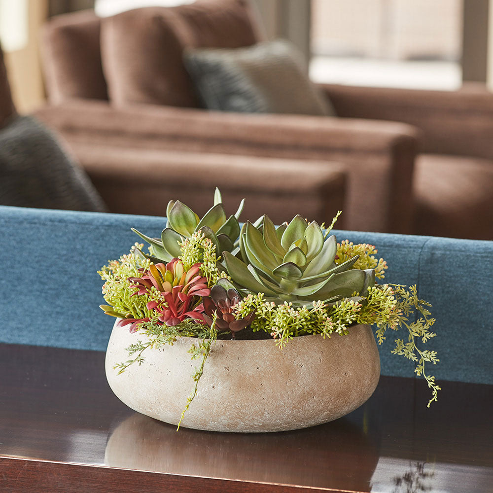 Artificial Succulent Arrangement In Natural Planter-2