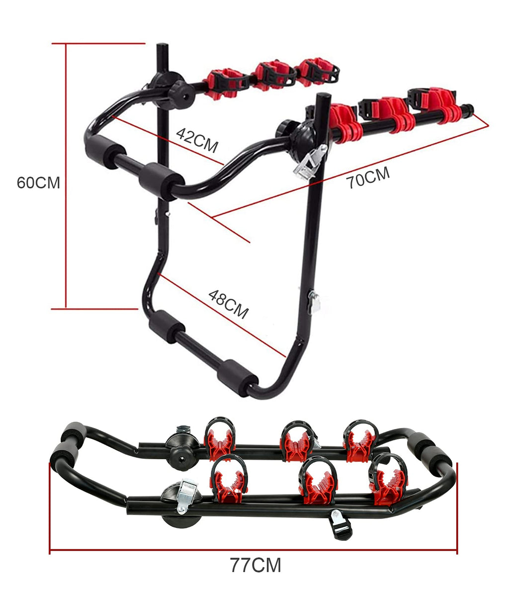 NNEDSZ 3 Bike Universal Cycle Bicycle Car Rear Carrier Rack Hanger Mount for Car Sedan Hatchback Minivan SUV-3