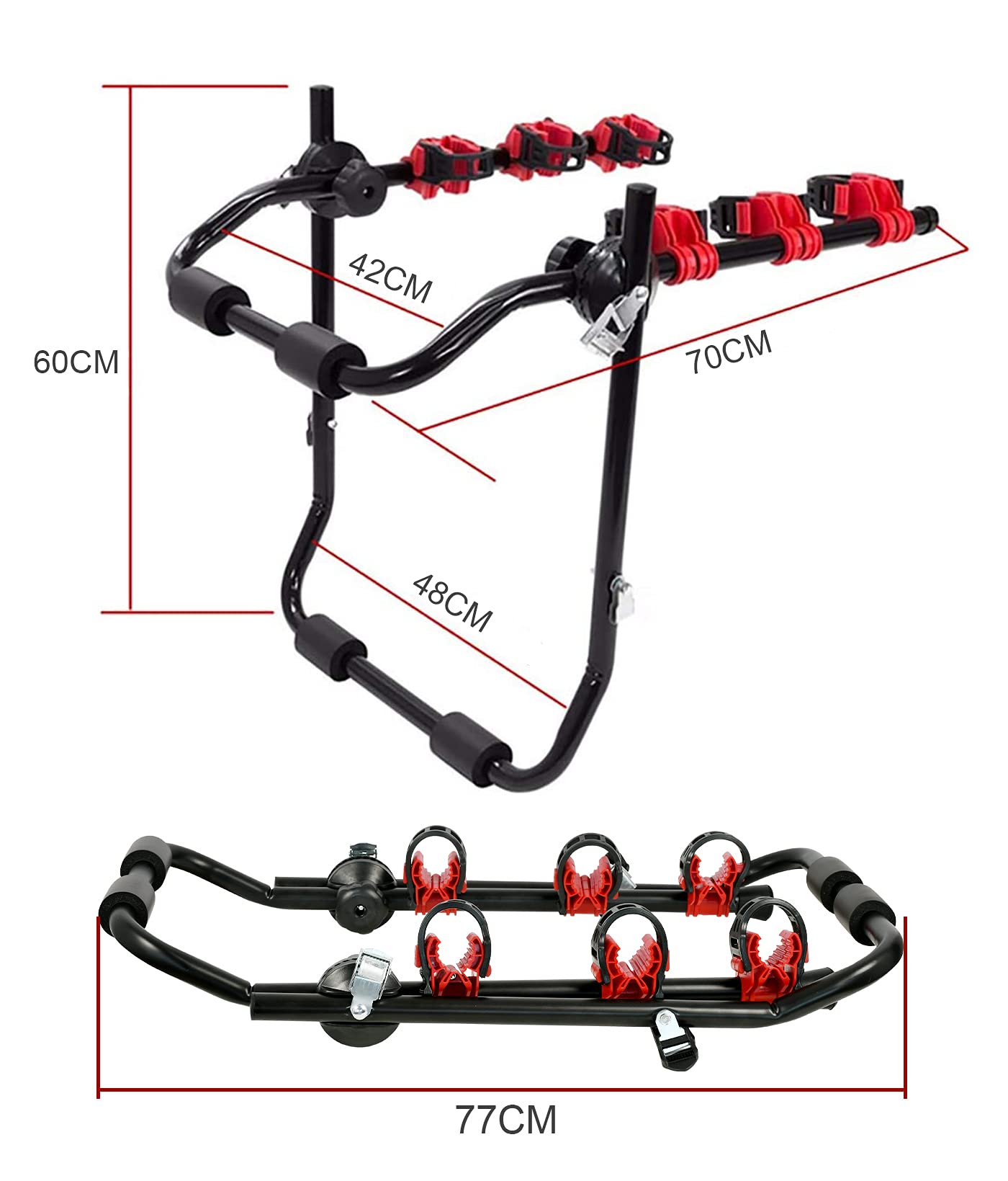 NNEDSZ 3 Bike Universal Cycle Bicycle Car Rear Carrier Rack Hanger Mount for Car Sedan Hatchback Minivan SUV-3