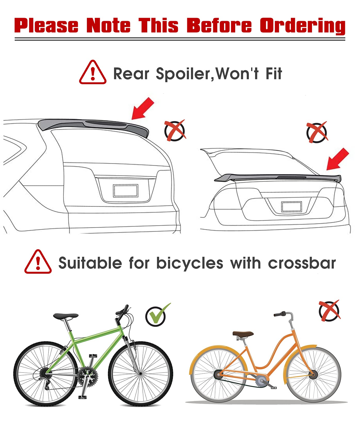 NNEDSZ 3 Bike Universal Cycle Bicycle Car Rear Carrier Rack Hanger Mount for Car Sedan Hatchback Minivan SUV-4